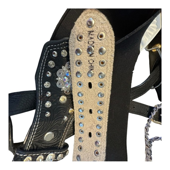 Vintage Leather & Elastic‎ Embellished Belt